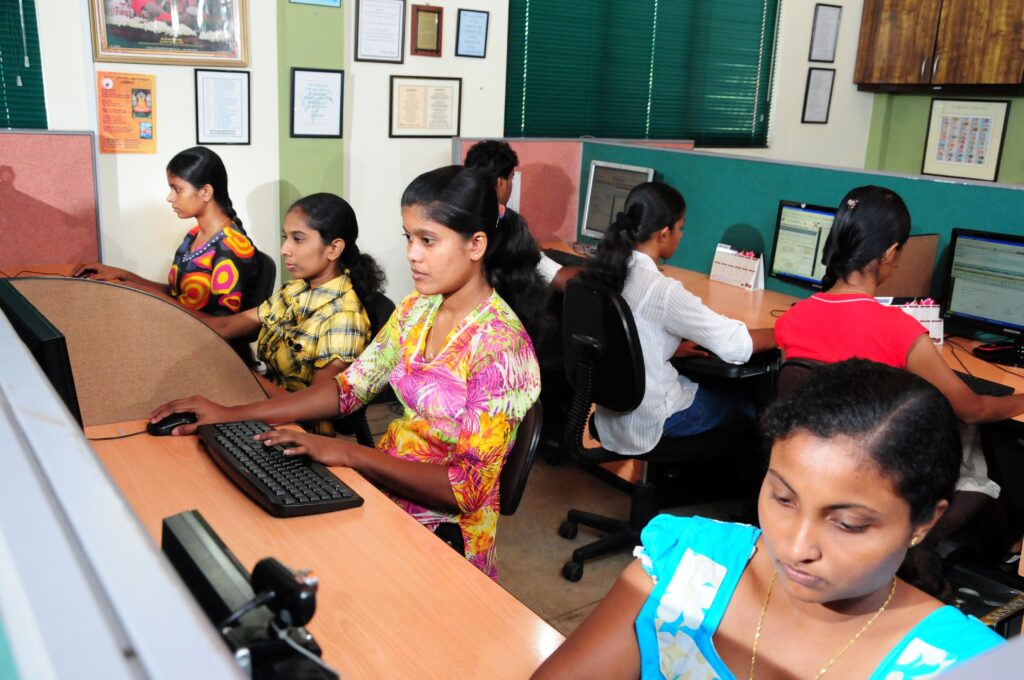 Employees at the Seenigama BPO