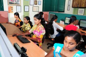 Employees at the Seenigama BPO